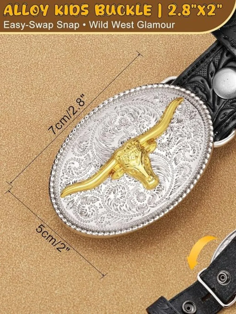 Kid Western Belt for Boys Girls Toddlers Cowboy Leather Belts - D